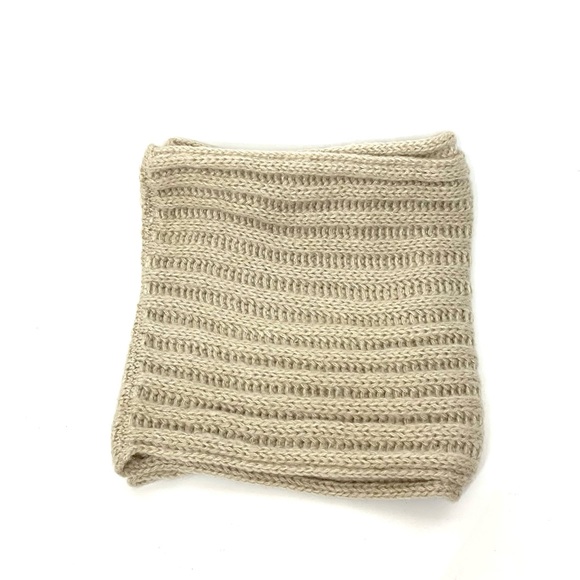 Neosan Soft & Cozy Neutral Oatmeal Cream Knit Minimalist Infinity Scarf - Picture 2 of 9